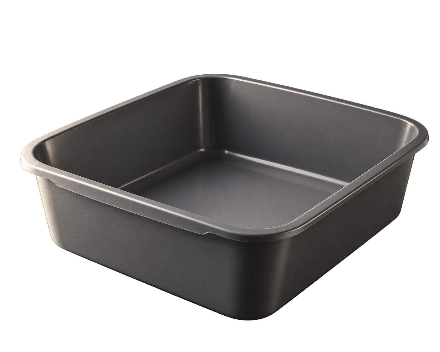 Minimal charcoal plastic cat litter tray in soft side light