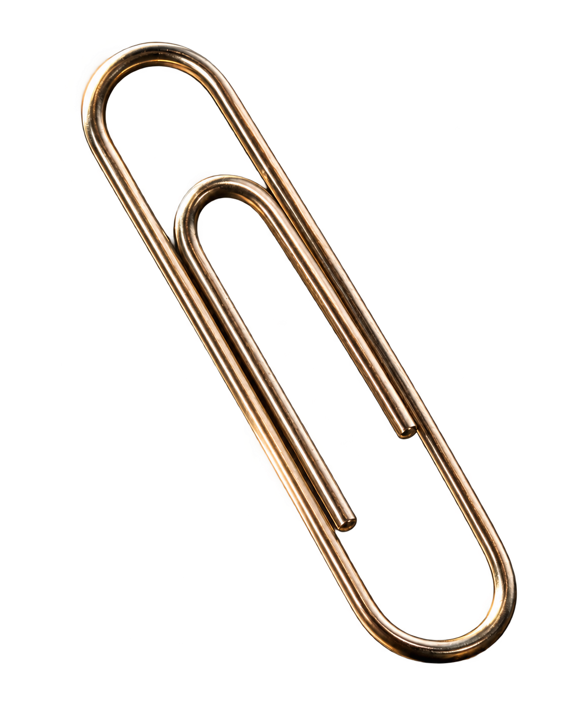 Silver paper clip with sculptural metallic highlights
