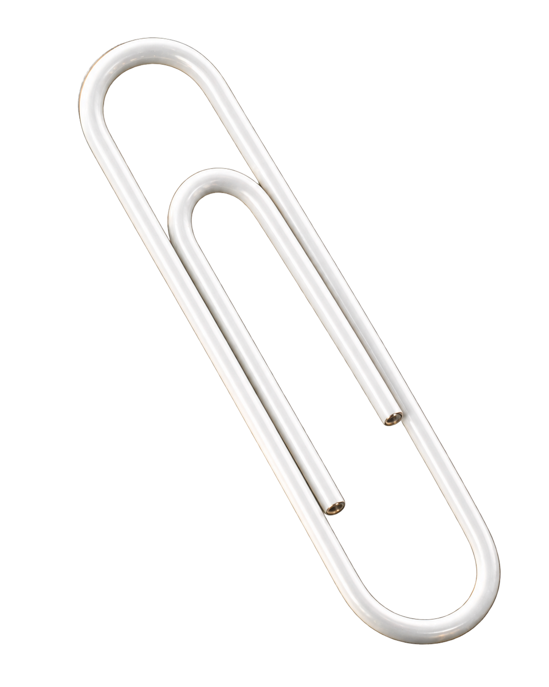 Silver paper clip with sculptural metallic highlights