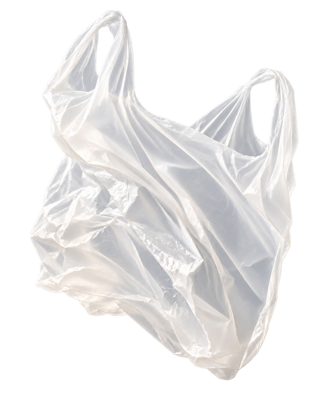 Translucent plastic bag suspended in soft studio light